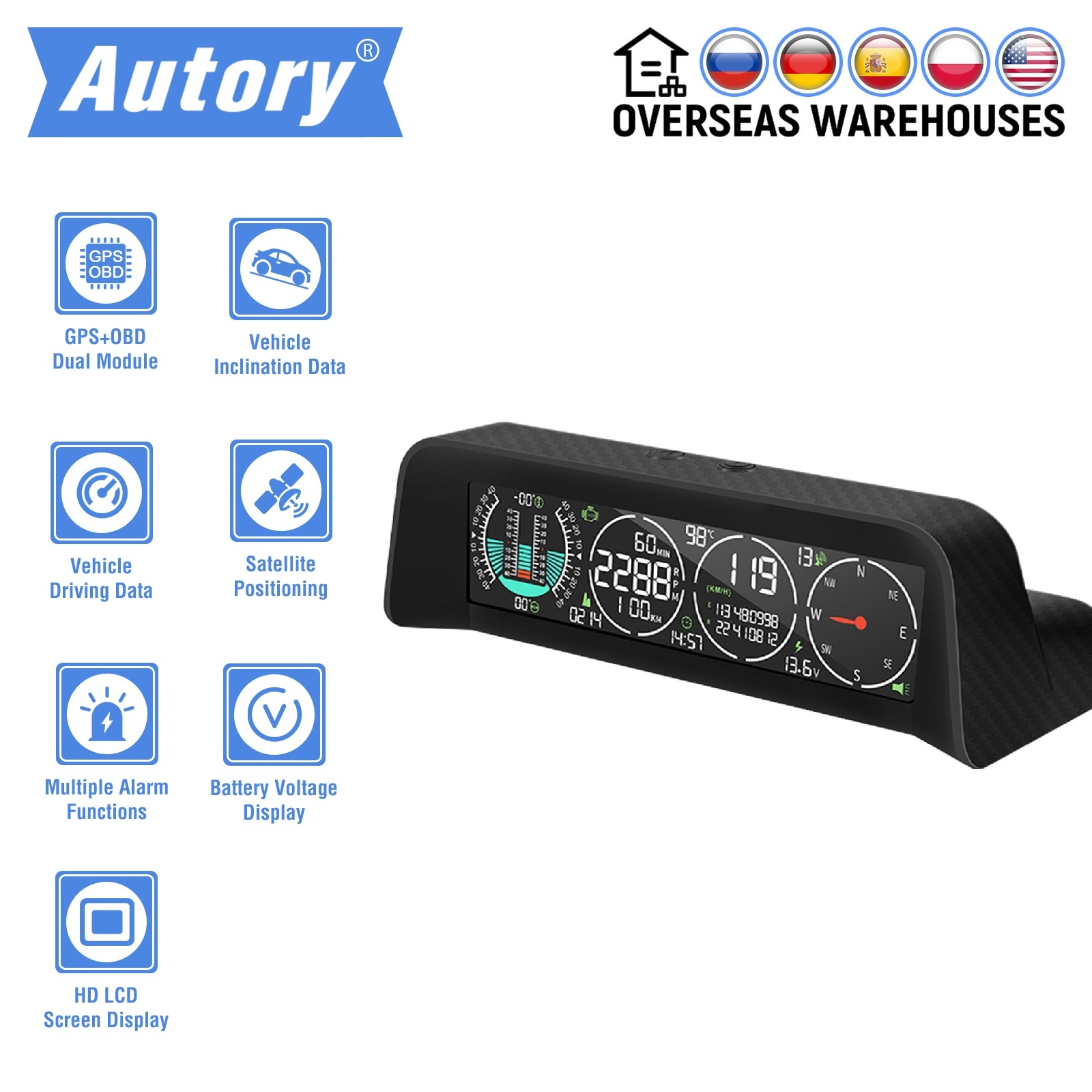 Auto HUD GPS   ġ  ӵ,  ڵ  ӵ ħ LCD ũ ÷, GS80